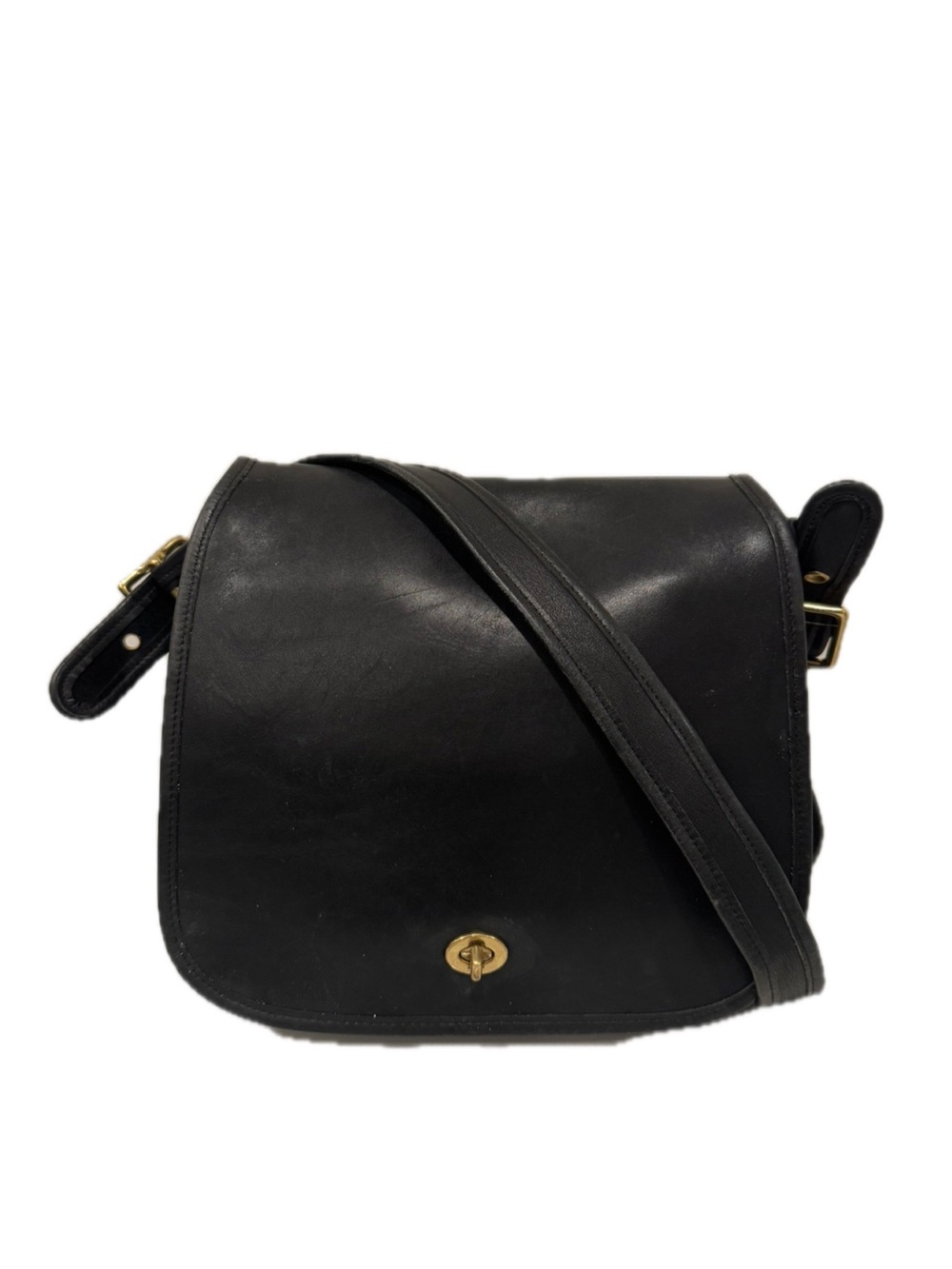 Vintage Coach Stewardess Black Leather Crossbody Bag
